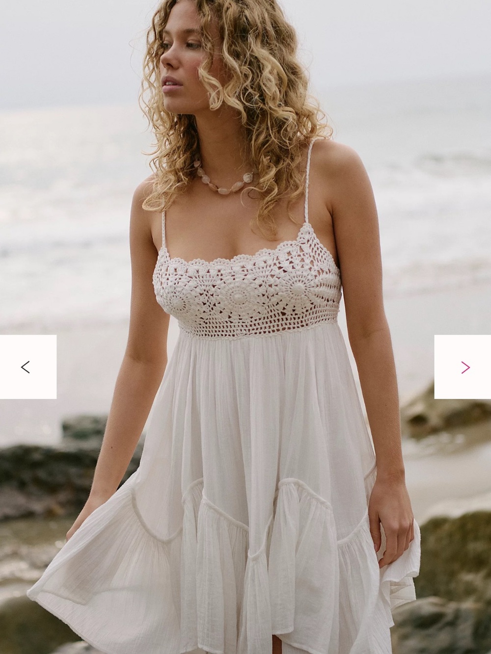 Free People Bohemian Crochet Bust White/Ivory Sundress